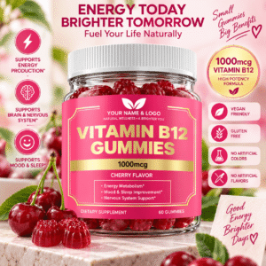 Natural Cherry Flavor Vitamin B12 1000mcg Gummies – Energy & Metabolism Support