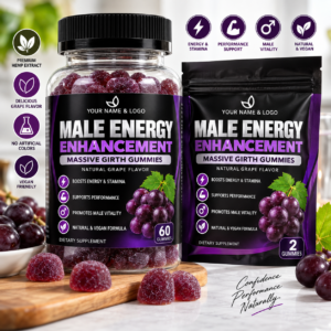 Natural Grape Flavor Hemp Extract Gummies – Male Energy, Stamina and Vitality Support