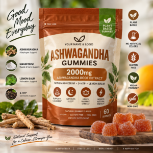 Ashwagandha Root Extract Gummies with Magnesium and 5-HTP – Stress, Mood, Energy and Sleep Support