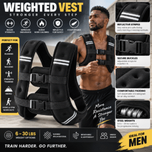 Weighted Vest for Running Strength Training Muscle Building Reflective Stripe Safe Outdoor Workouts 16, 25, 30lbs Steel