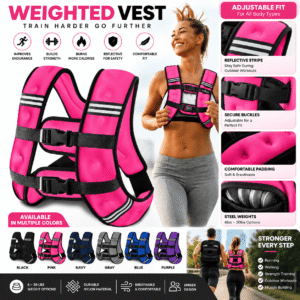 Weighted Vest for Running Strength Training Muscle Building Reflective Stripe Safe Outdoor Workouts 6, 8, 12lbs Steel