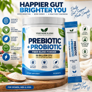 Prebiotic Fiber and Probiotic Blend Powder Sachets – Digestive and Gut Health Support