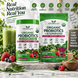 Organic Greens and 50 Superfoods Powder with 1 Billion Probiotics – Gut, Digestive and Immune Support