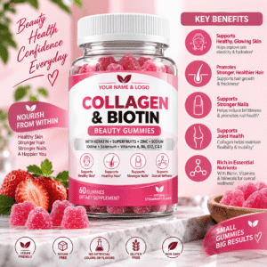 Hair, Skin and Nails Beauty Gummies with Collagen, Keratin, Biotin and Vitamins