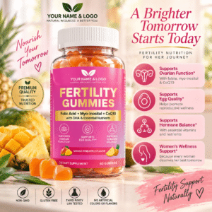 Mango Pineapple Female Fertility Support Gummies with Folate, Myo-Inositol and CoQ10