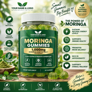 1000mg Moringa Leaf Extract Liquid-Filled Gummies – Antioxidant, Immune and Daily Wellness Support