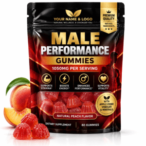Natural Peach Male Vitality and Performance Gummies with 1050mg Apple Cider Vinegar + Essential Minerals