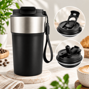 17oz Stainless Steel Vacuum Tumbler Flip Lid 2 Ways Sips Travel Coffee Mug