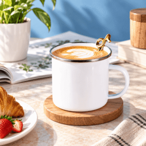 12oz Sublimation Enamel Mug Custom Metal Camp Mug Enamel Cup White Sublimation Blanks Enamel Mugs