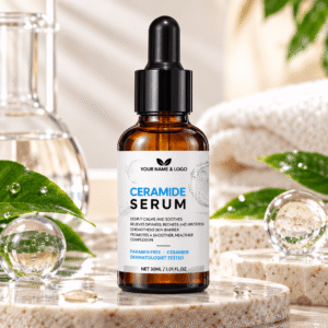 Organic Green Tea Aloe Vera Ceramide Hyaluronic Acid Purslane Face Serum 30ml Home Use Moisturizing Repair Skin