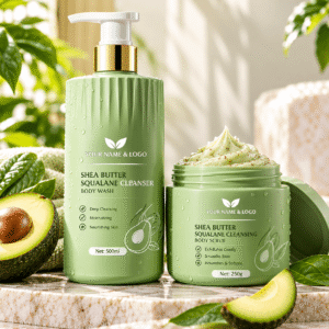 Korean Skin Lightening Body Wash Whitening and Exfoliating Natural Organic Shea Butter Brightening Body Wash Set
