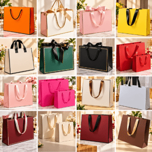 Customizable Logo White Paper Bags for Gift Retail Shopping Merchandise Printable Eco Friendly Sturdy Durable Paper Kraft Bag