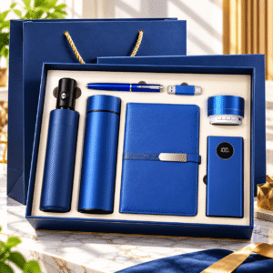 Customized Logo High End Gift Combo Leather Notebook Pen Insulated Flask New Year Gift Set With Gift Bag for Business Guest