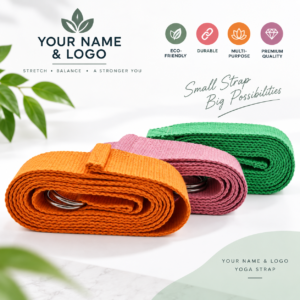 3.2m Long Eco-Friendly Cotton Yoga Strap with Double D-Ring Buckle – Custom Logo Stretching Belt