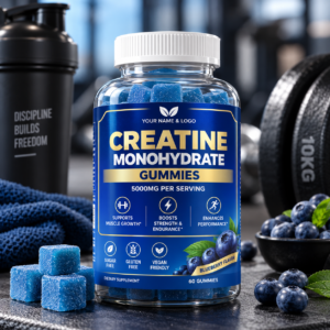 5000mg Creatine Monohydrate Gummies – Blueberry Flavor Sports Performance and Strength Support