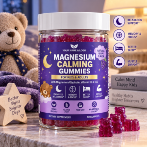 Vegan Kids Magnesium Gummies with Vitamin B6 and D3 – Calm, Relaxation & Sleep Support