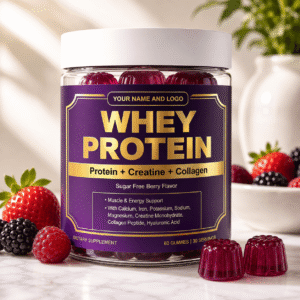 Whey Protein Gummies with Creatine and Collagen – High-Protein Muscle and Energy Support Supplement