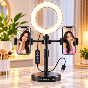 360° Rotating Phone Stand with LED Ring Light
