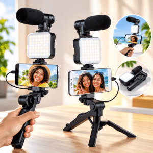 49-LED Vlogging Kit with Phone Stand & Face Tracking