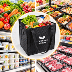 Custom Logo Insulated Lunch Cooler Bag Thermal Foldable Grocery Refrigerator Eco-Friendly Reusable for Food Meal Prep Packing