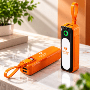 Portable Mini Power Bank 5000mAh LED Fill Light USB-C Cable Phone