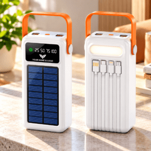 Solar Power Bank 50000mAh Built-in Cables Fast Charging LED Digital Display Portable Power Station