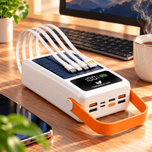 Solar Power Bank 40000mAh Built-in Cables Fast Charging LED Digital Display Portable Power Station