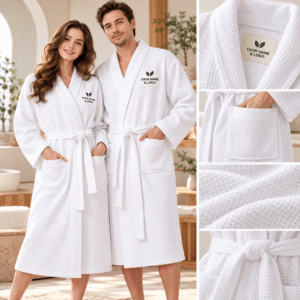 Premium Bridal Mr/Mrs Couples Robe Set 2-Piece Terry Cotton/Polyester V-Neck Matching Bathrobe for Men Women