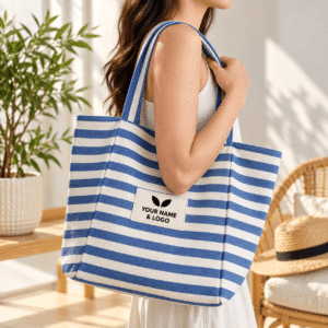 Large-Capacity Canvas Shoulder Tote Bag with Interior Zipper Pocket