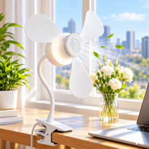 LED Silent Clip-On Desk Fan with Eye-Comfort Light
