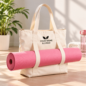 Canvas Yoga Tote Bag Zippered Yoga Mat Carrier Poly Canvas Bag Sport Yoga Tote Bag for Yoga Gift With Custom Printed Logo